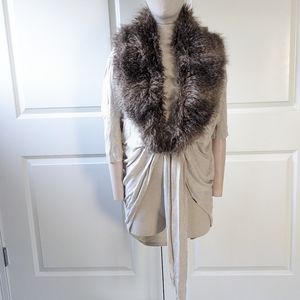 Guess faux fur collar cardigan | Cream | Small
